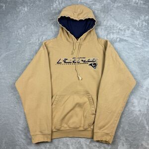 Vintage St. Louis Rams NFL Logo Athletic Game Day Hoodie Tan Large